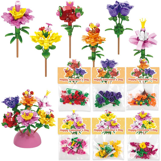 Deerher Valentineβs flower-block-kit-card: engaging classroom gift with ready-to-give cards.