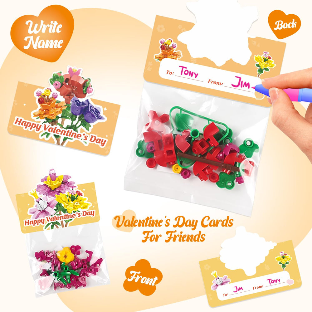 Deerher Valentine’s flower-block-kit-card: safe, durable option for classroom gifts.