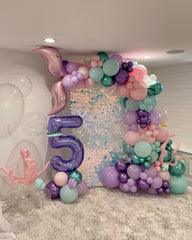 DEETUULET mermaid balloons with ribbon for easy setup.