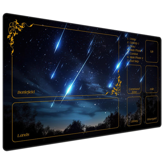 DEGDFSGR MTG playmat with blue sky meteor streaks for smooth card movement.