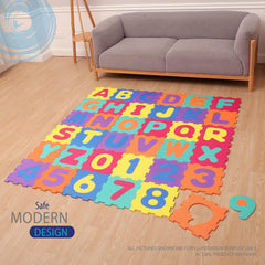 Deke Home interlocking tiles form a large 72 by 72 inch play area for kids.