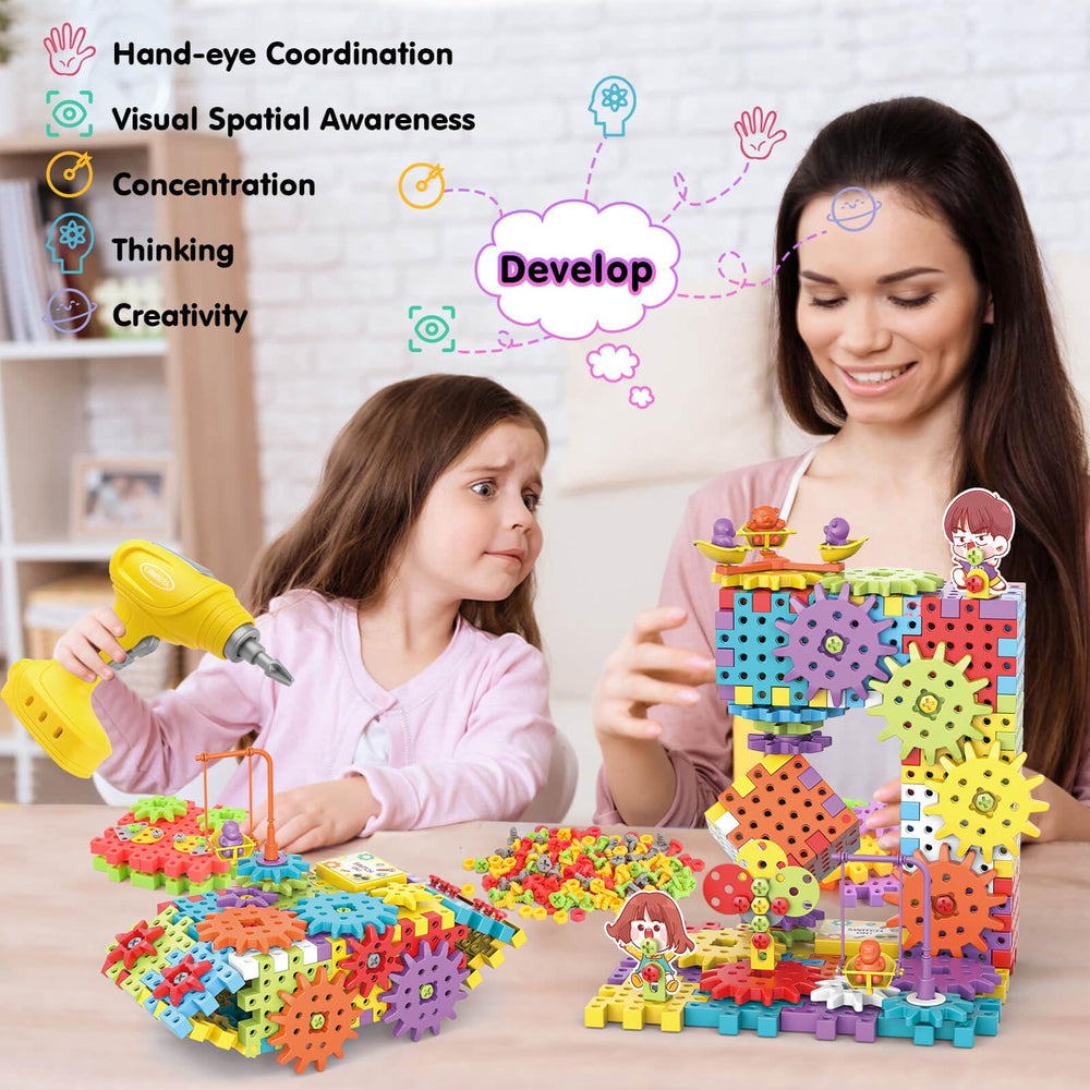 DEKILEA block-building-assembly helps kids construct buildings and vehicles.