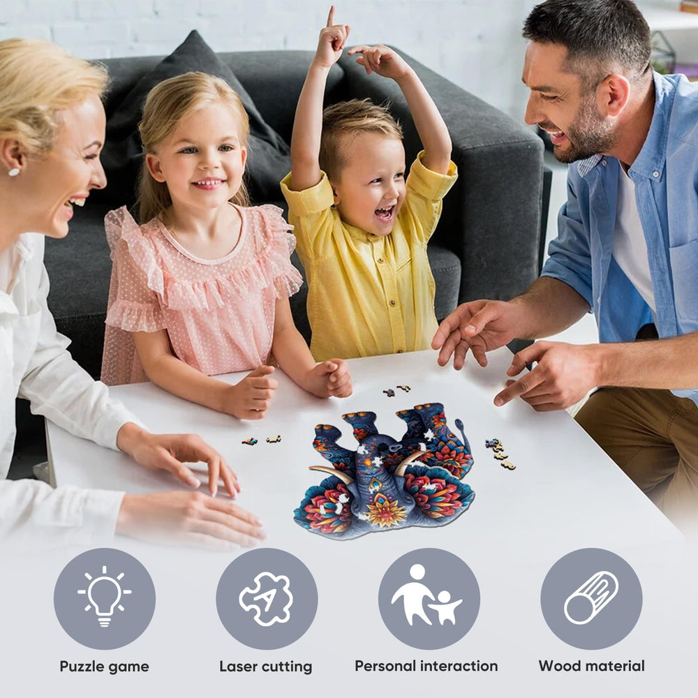 Delobil Elephant irregular-piece design keeps minds engaged during puzzling sessions.