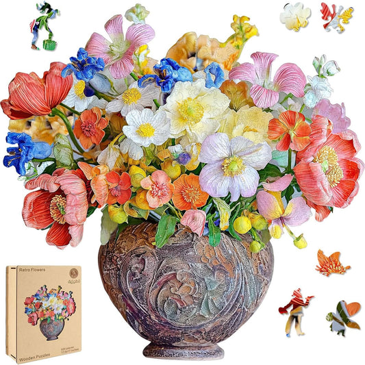 Delobil Flower Puzzle Vase offers a 500-piece challenge for mindful focus.