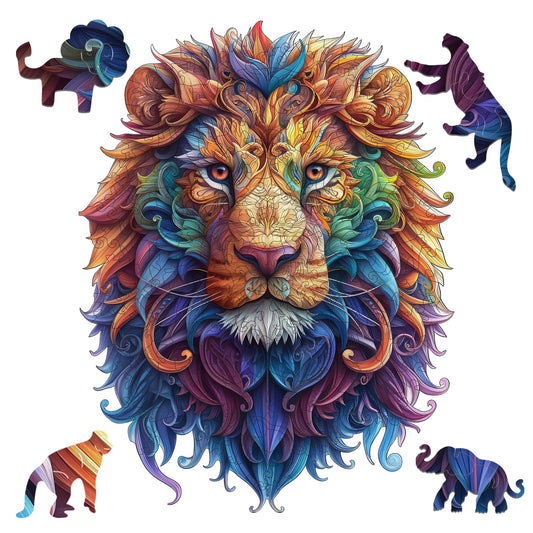 Delobil Lion 500-piece wooden puzzle for focused, collaborative family play.