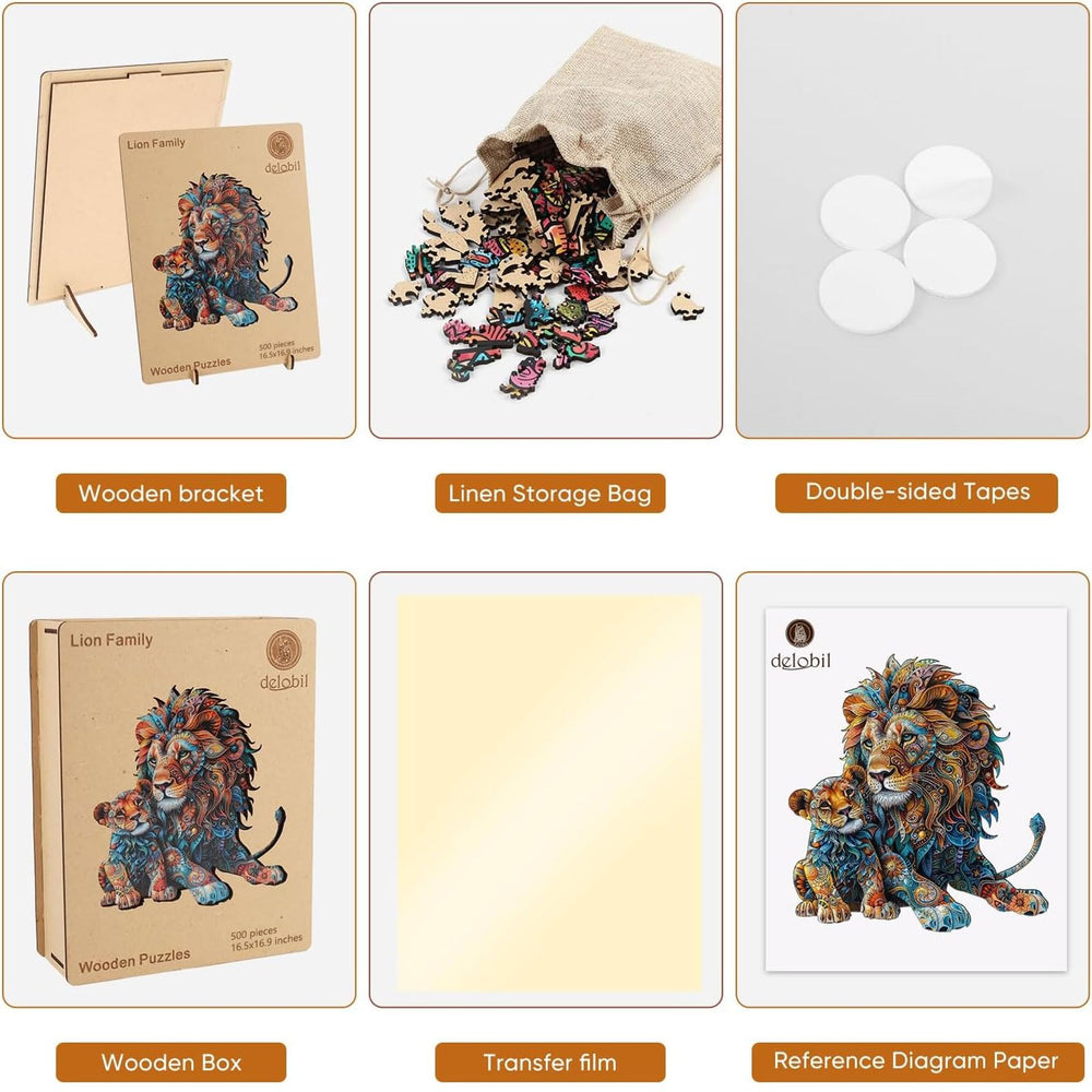 Delobil Lion Family wall decor display after assembly