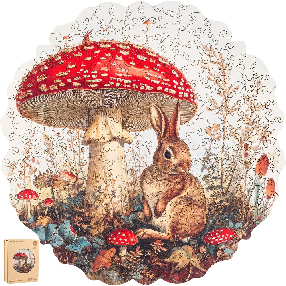 Delobil mushroom bunny puzzle, 200 pieces, crisp laser-cut edges for engaging family fun