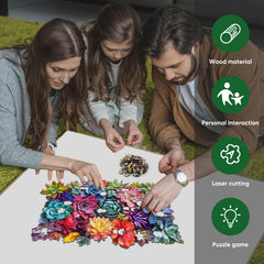 Delobil rectangular succulent puzzle tabletop setup invites focused family play.