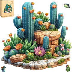 Delobil succulent cactus puzzle box and pieces for durable family fun