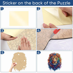 Delobil lion puzzle turns into colorful wall decor after completion.