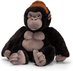 Deluxe Paws Gorilla eco toy in soft recycled plush, front view for infant play.