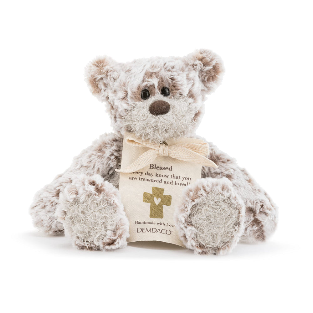 DEMDACO Blessing mini giving bear brown 8.5 inch plush, comforting gift.