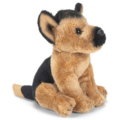 DEMDACO German Shepherd Puppy plush close-up fur texture, inviting tactile play