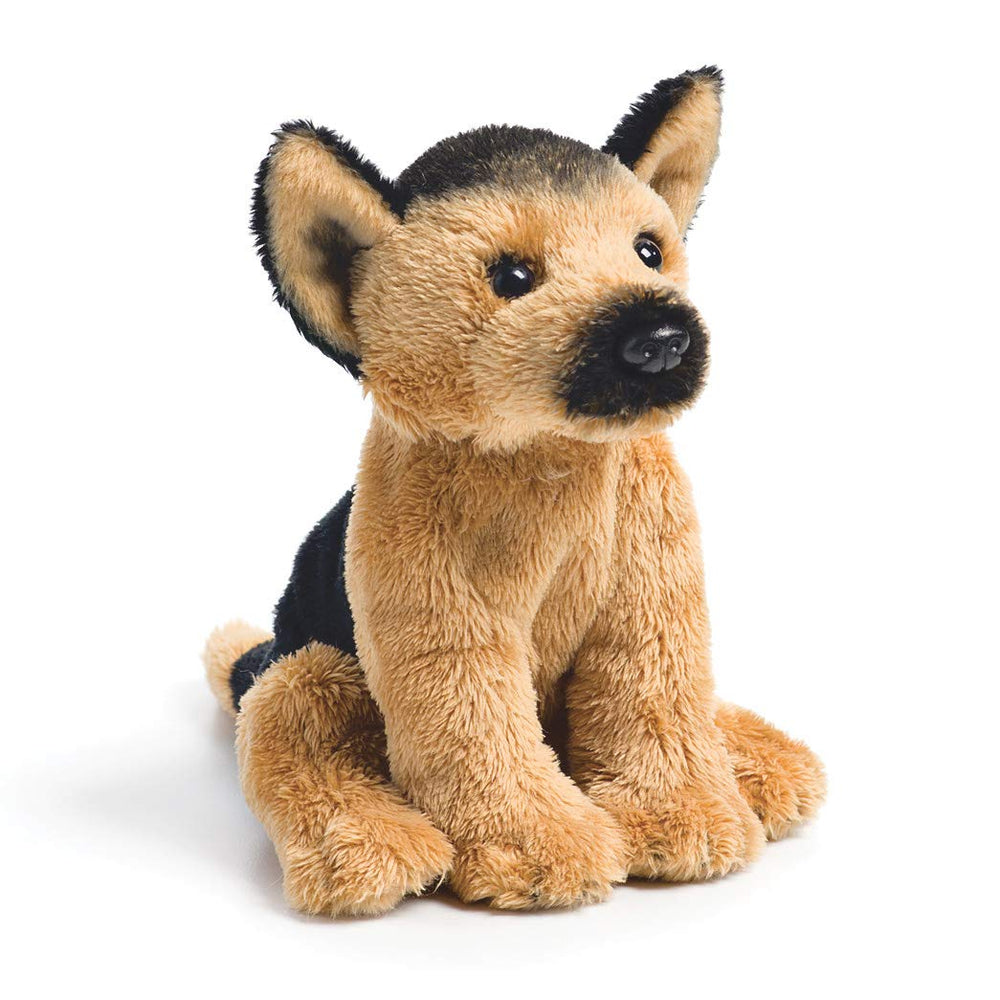 DEMDACO German Shepherd Puppy plush front view, soft cuddle buddy for nap time
