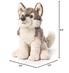 DEMDACO Little Silver Grey Wolf in action, ideal for playtime storytelling.