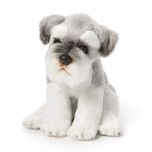 DEMDACO Schnauzer plush beanbag toy in light grey for cozy playtime.