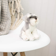 DEMDACO Schnauzer plush face detail showing lifelike charm for storytelling.