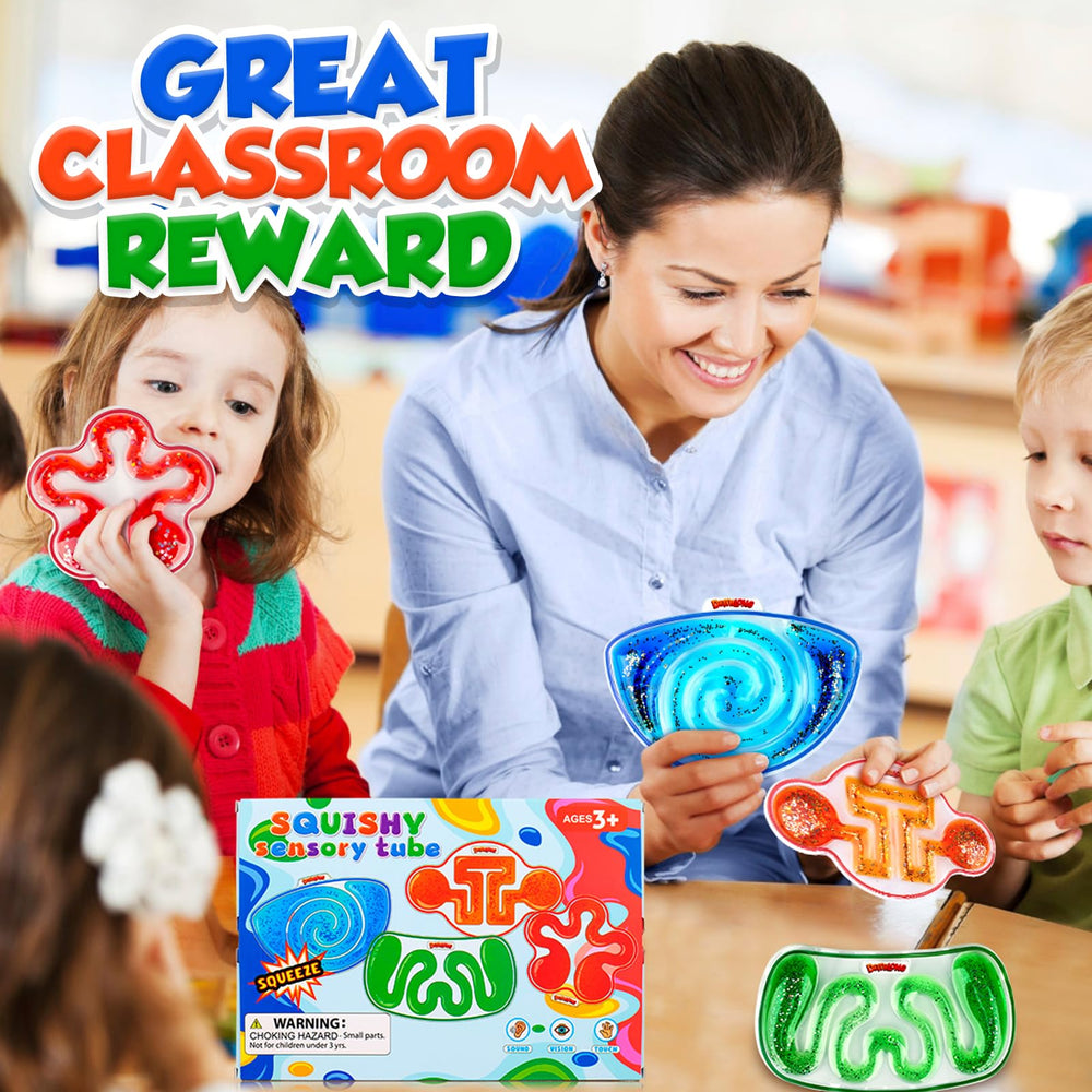 Demilong squishy sensory toys beads inside view demonstrates satisfying sensory feedback.