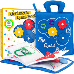 deMoca Busy Book showing toddler travel activities for quiet airplane rides