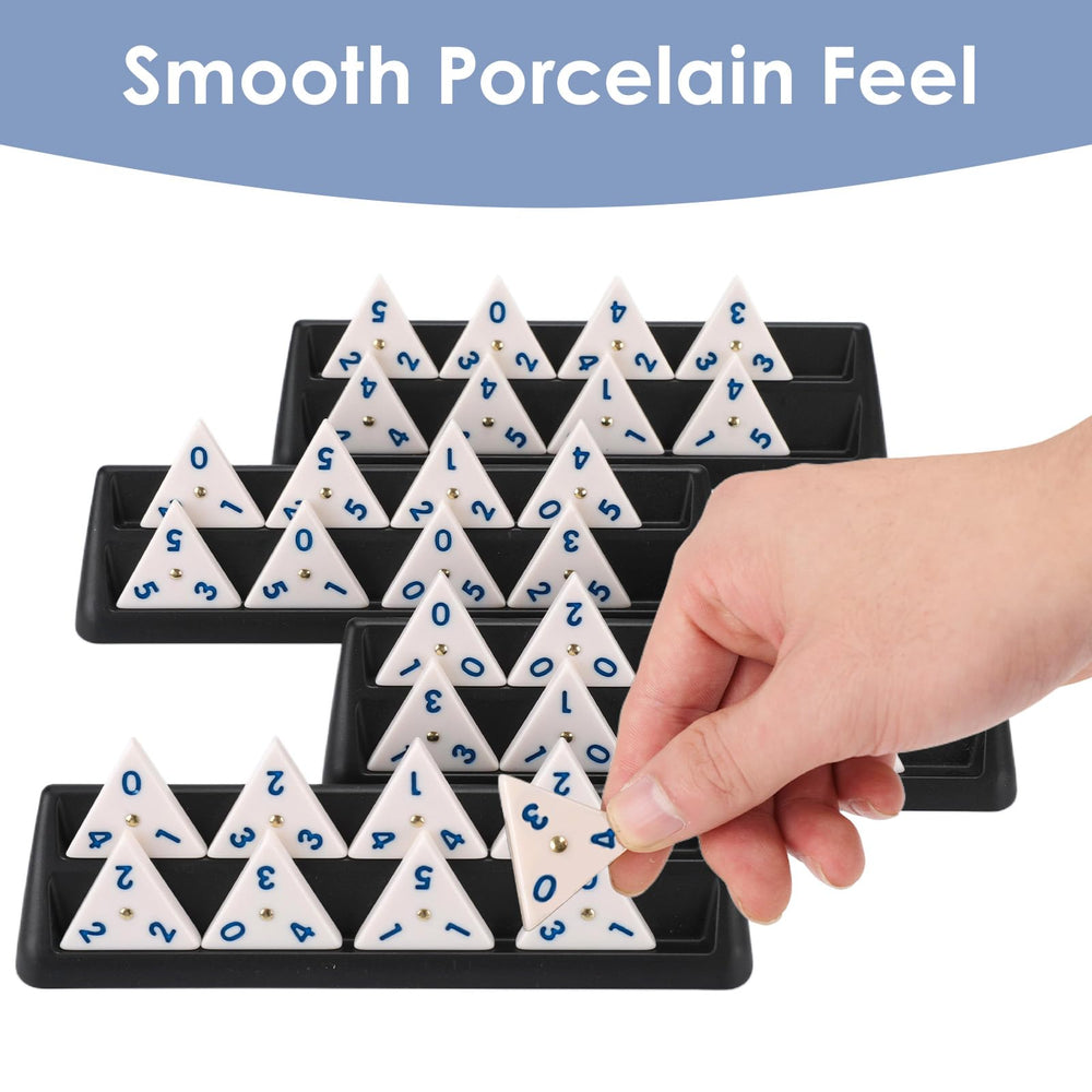 Demteric triangle-domino-set kids play, shows cognitive strategy in action.