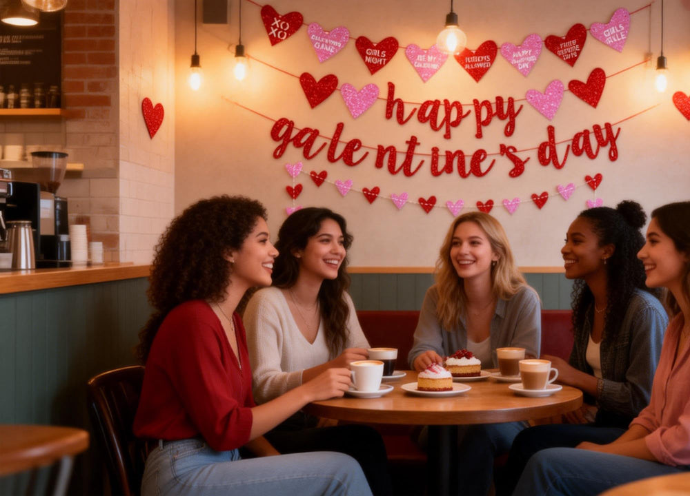 Deneo party backdrop decor ideal for Galentine's Day celebrations.
