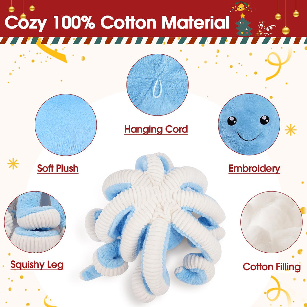 DENTRUN Purple 24-inch octopus plush shown beside books for cozy reading