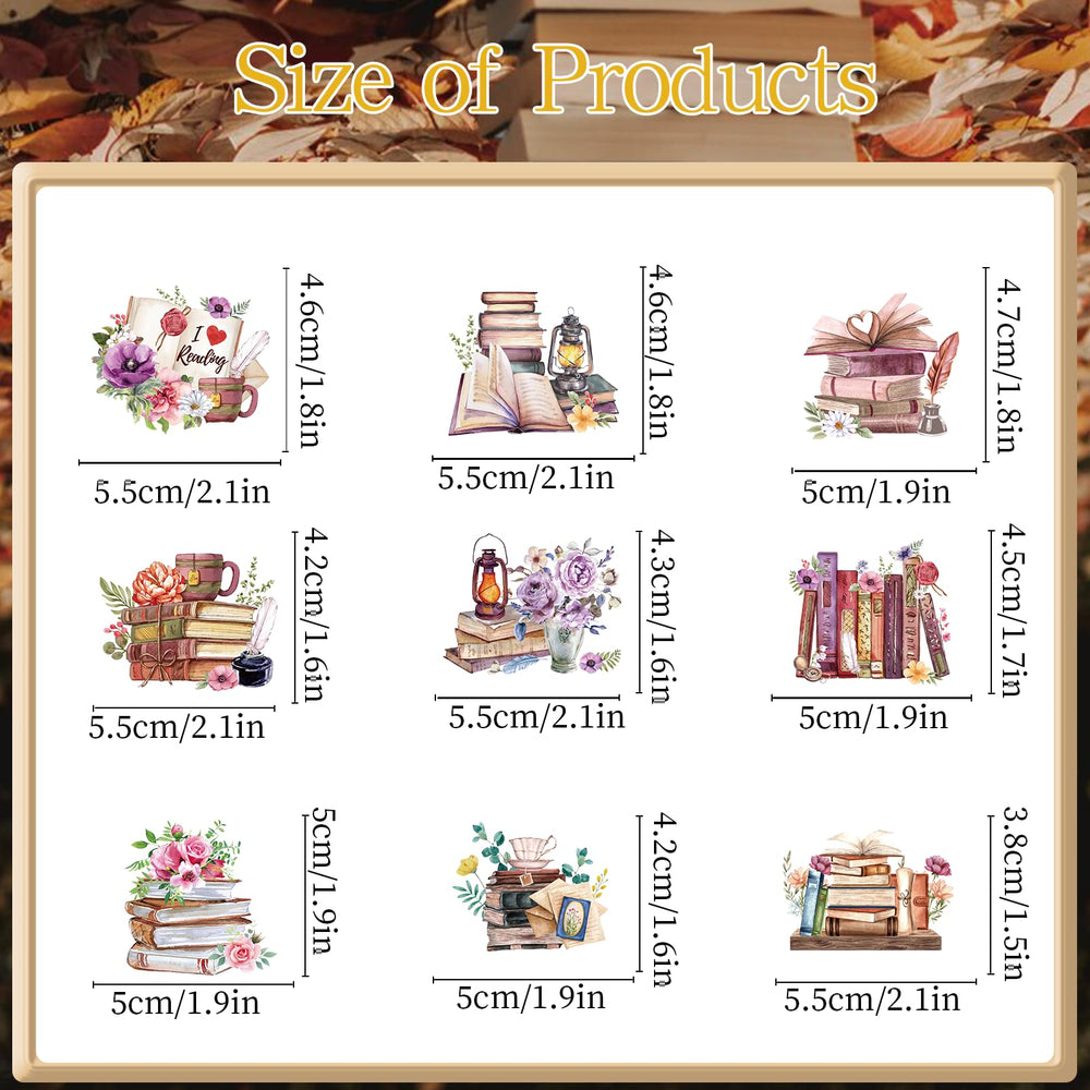 Deorfuy book-themed cupcake toppers pattern 2 showcase colorful reading-inspired designs.