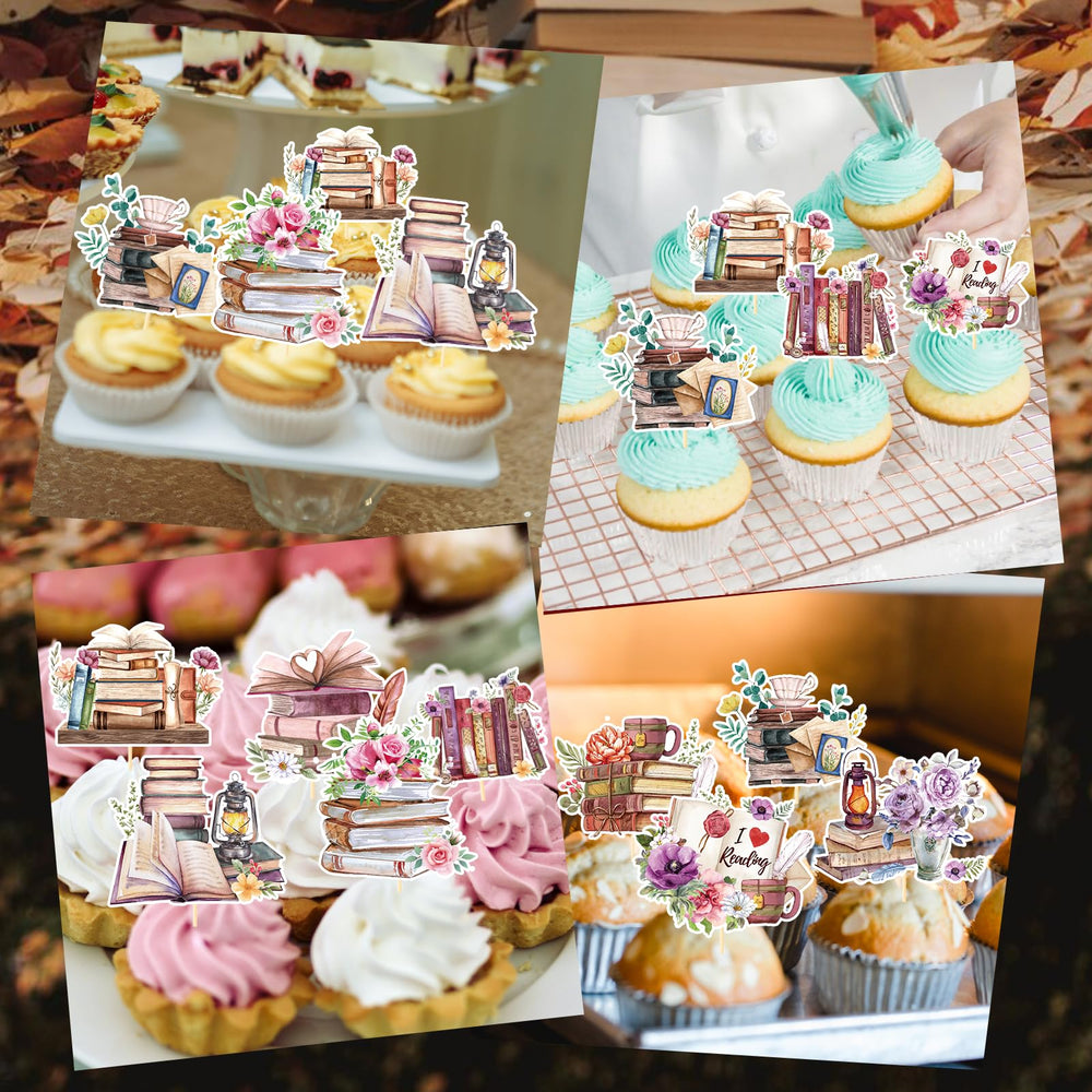 Deorfuy book-themed cupcake toppers pattern 7 ideal for book clubs and libraries.