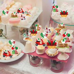 Deorfuy Italian Motif toppers blend classic elements for themed desserts.