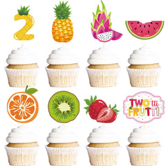Deorfuy Twotti Fruity cupcake toppers in vibrant colors for festive cupcakes.