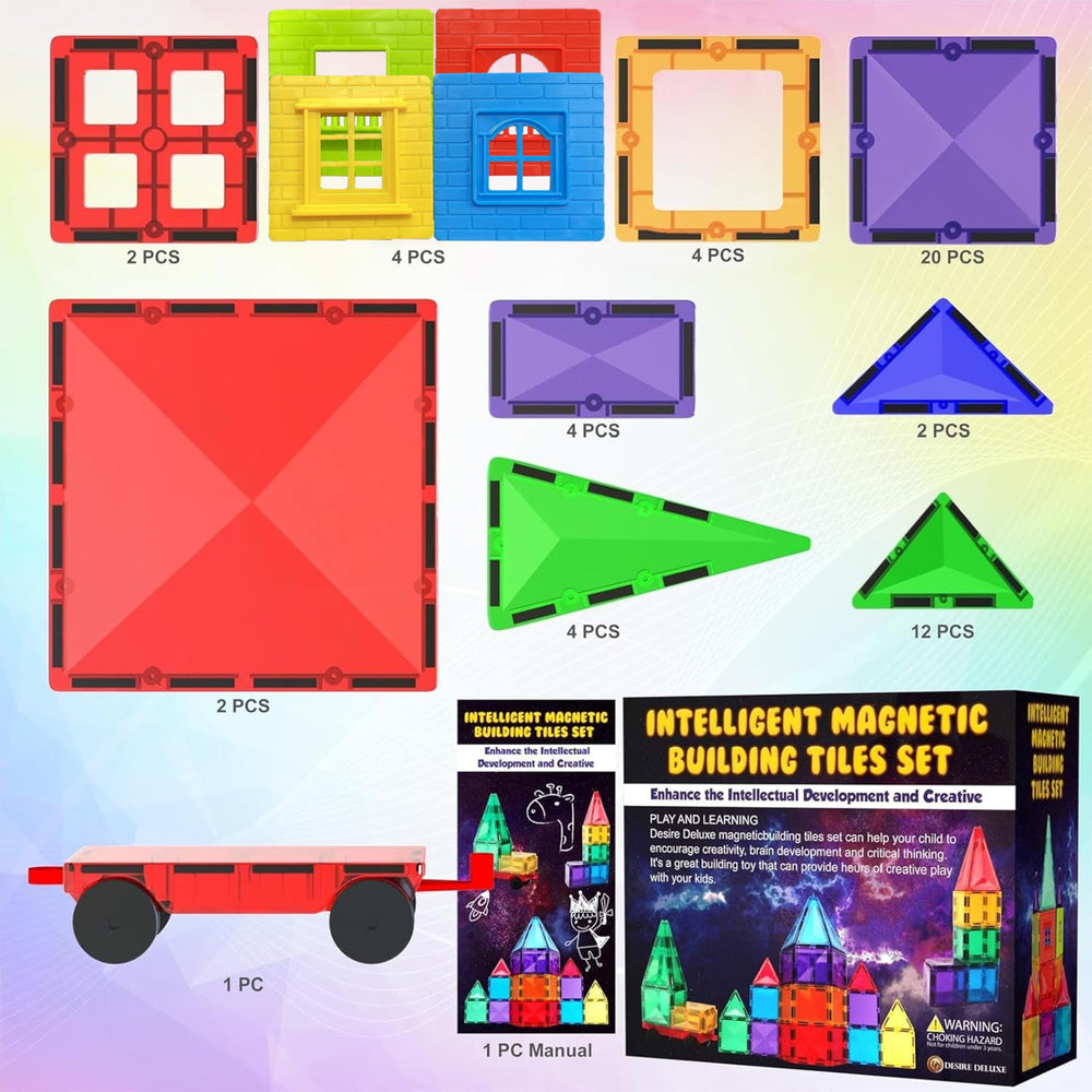 Desire Deluxe magnetic tiles translucent colors for sensory, light-table exploration.