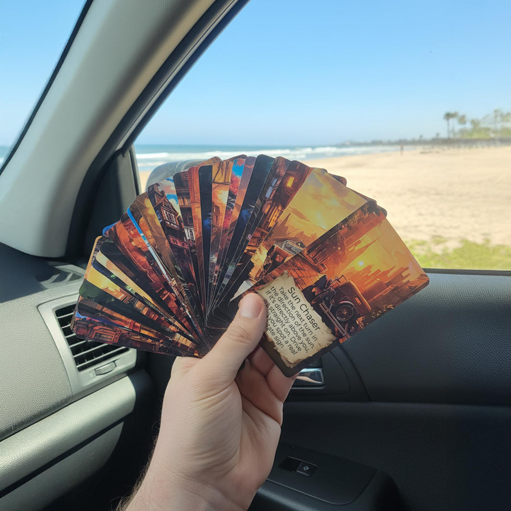 Destination Unknown compact deck in glovebox ready for last-minute adventures