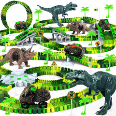 Desuccus dinosaur train track glow set for night-time play and creativity.