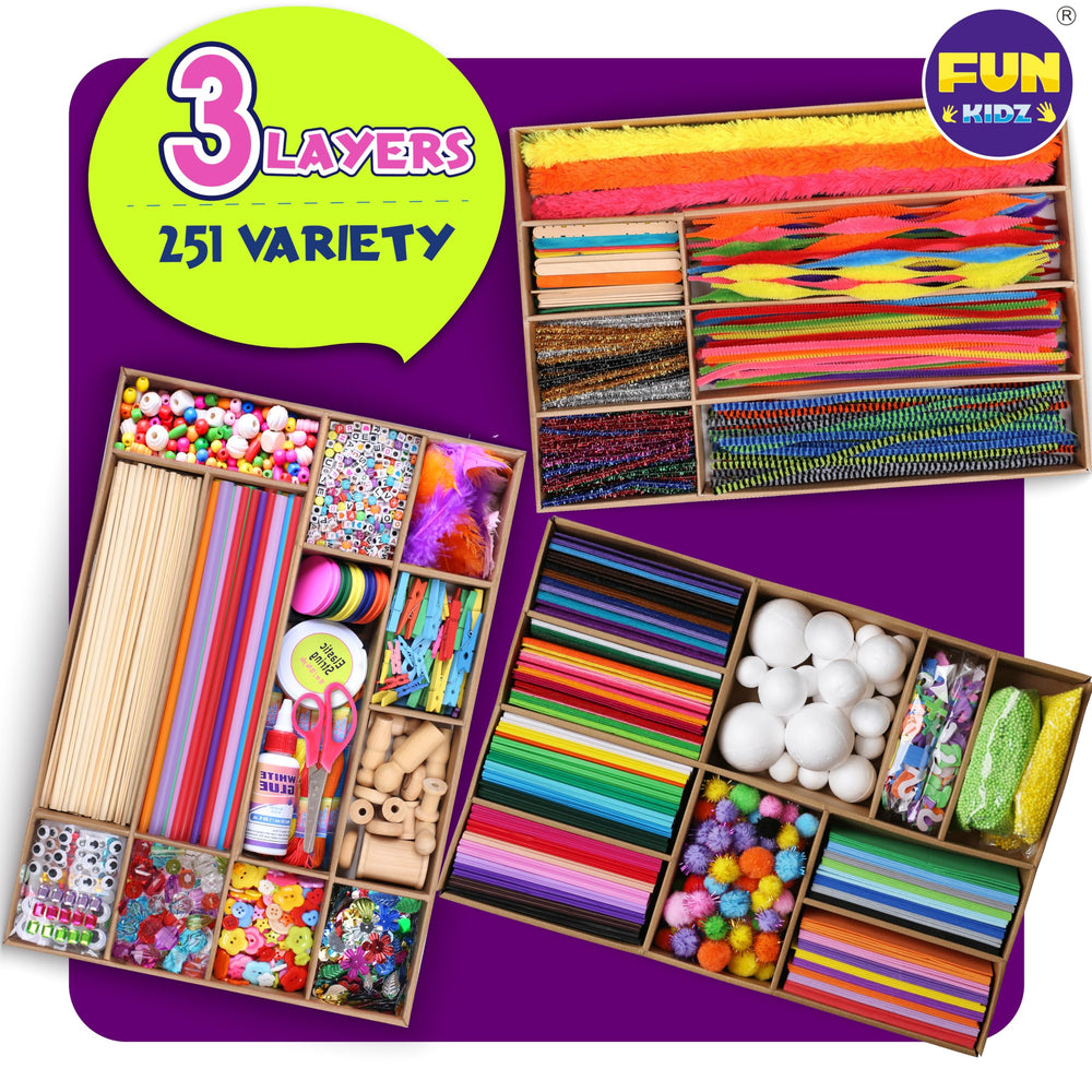 DEVELOP BY PLAY organized three-drawer cabinet for kids' craft materials and quick cleanup.