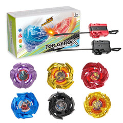 DEZAWRTY Gyro X top-right spinning closeup with bright colors for fast battles