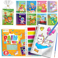 DfantiX 24-pack paint-with-water coloring books for kids, mess-free creative activity