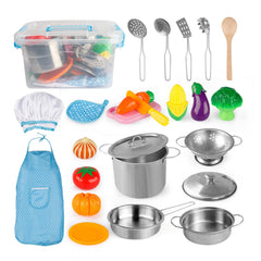 D-FantiX pots and pans with lids for realistic pretend cooking experiences
