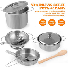 D-FantiX stainless steel and wooden utensils for imaginative play