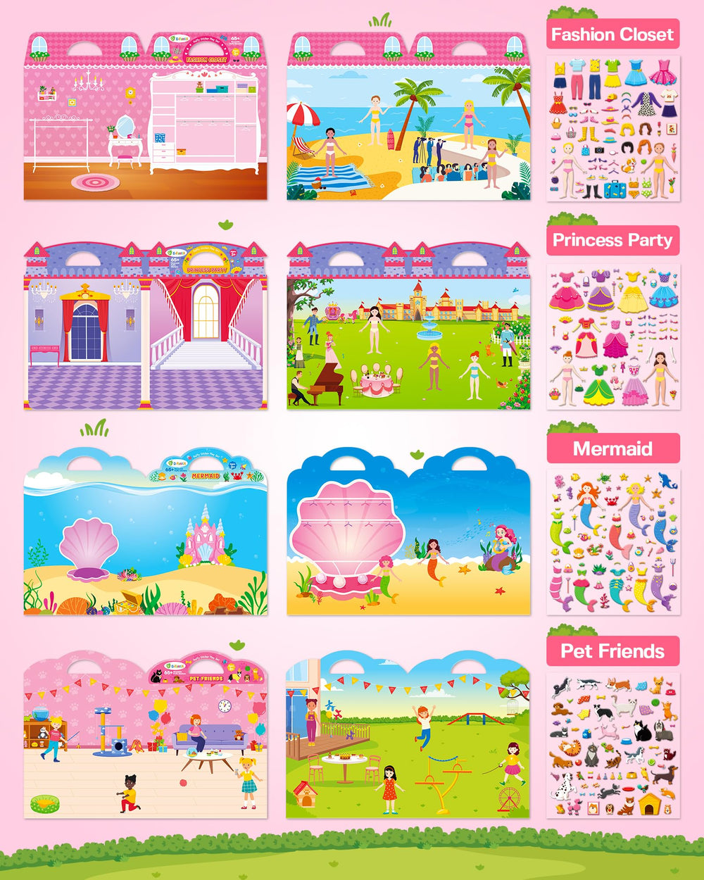 D-FantiX Puffy stickers princess mermaid scenes boost fine motor skills