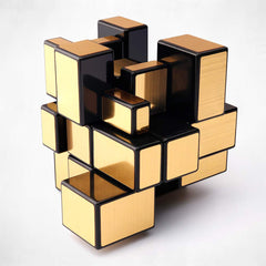 D-FantiX Shengshou Mirror Cube gold scrambled shapes showcase shape shifting fun.
