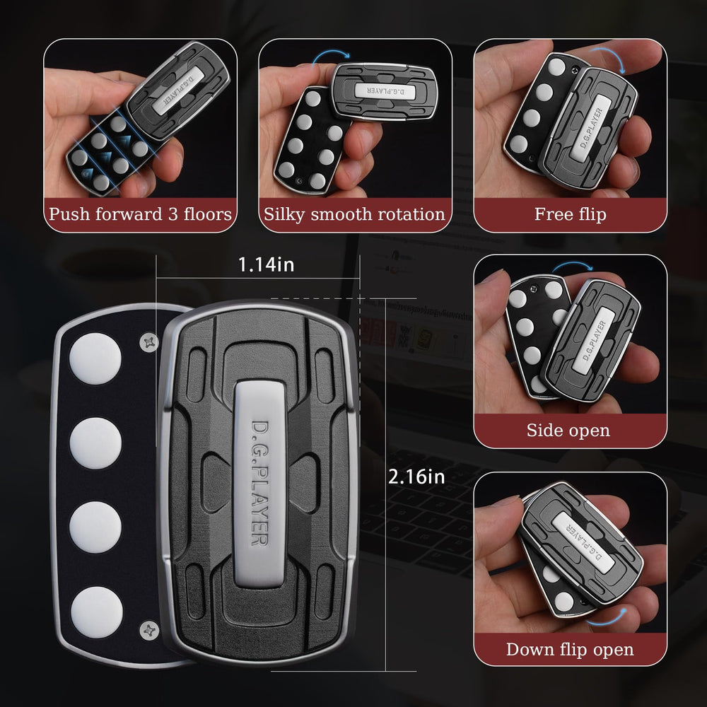 DGPLAYER fidget slider shows embedded sound blades for tactile-auditory feedback.