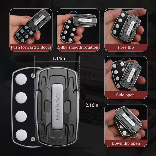 DGPLAYER fidget slider shows embedded sound blades for tactile-auditory feedback.