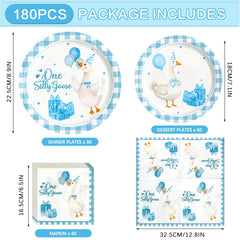 Dhnvcud One Silly Goose dessert plates with charming blue goose accents.