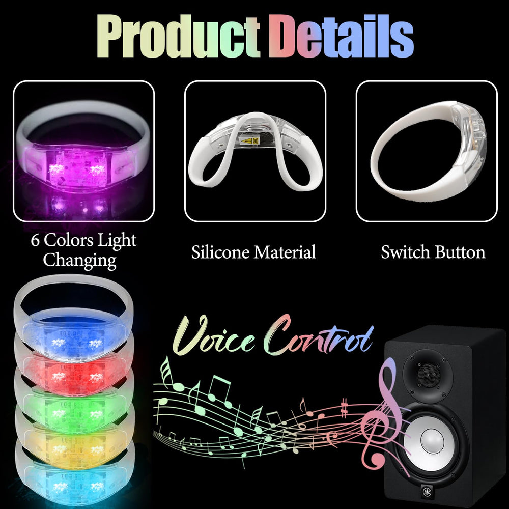 Dhseinat LED bracelets in 6 colors for vibrant color changing festivities.