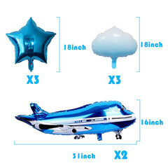 DIADARL airplane balloons in blue, ideal for baby shower and birthday decorations.