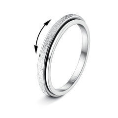 Diamday silver fidget ring in spin action for calm focus during work