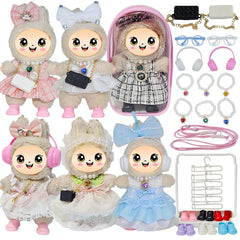 Diaomao 33-pack Labubu outfits for 17cm dolls, versatile play wardrobe.