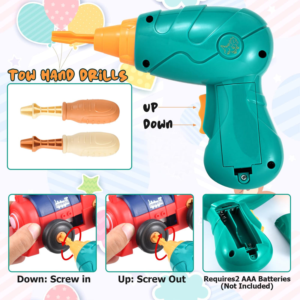 DICROON electric drill in action helps kids practice fine motor skills while building.