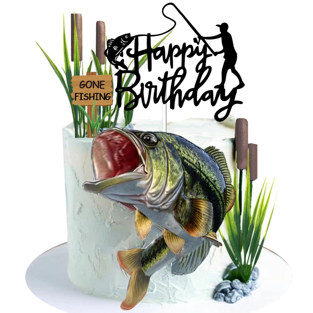 DiDida fisherman sign set complements cake topper with angler vibe.