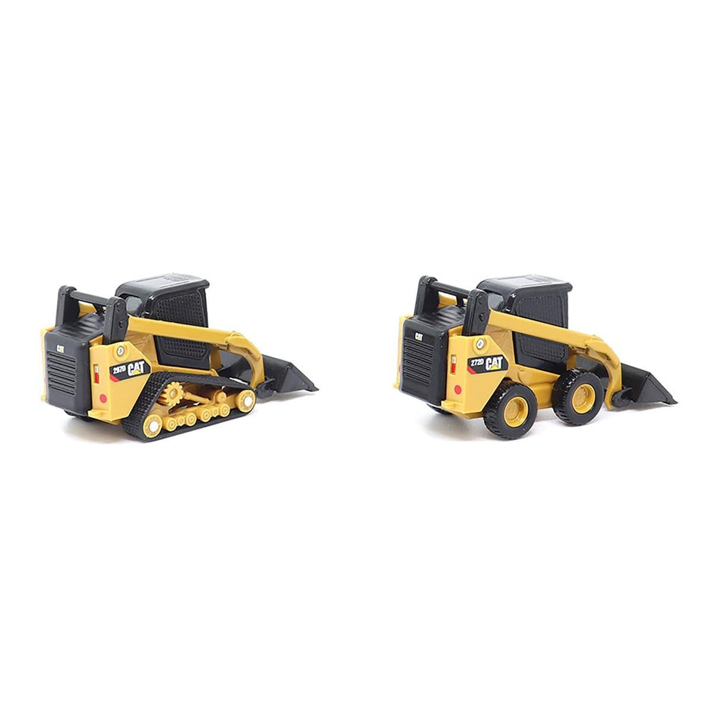 Diecast Masters Caterpillar 297D2 compact track loader side view for display.